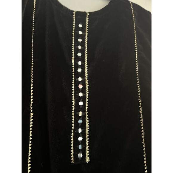 NWT Beejays Pret Pakistani Tunic Dress Women's Black Velvet Embellished - Picture 3 of 9